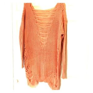 NWT Dusty Pink Distressed Sweater